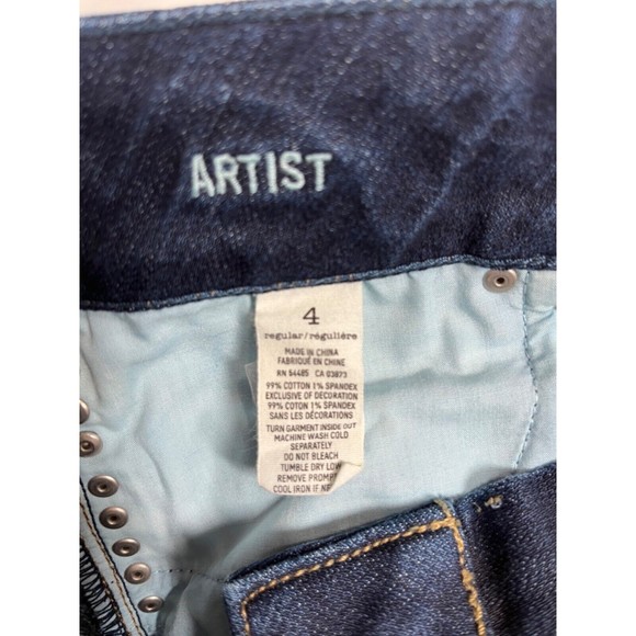 American Eagle Jeans Artist Womens Size 4 Studded Stretch Dark Wash Denim - Picture 5 of 5